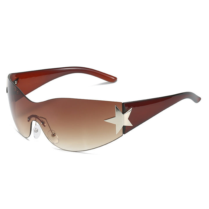 Fashion-Forward Shield Sunglasses with Star Accent Kalsten
