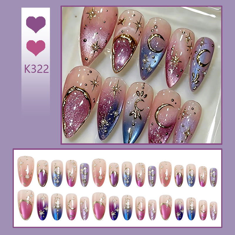 Nail art set with glamorous star and moon designs Kalsten