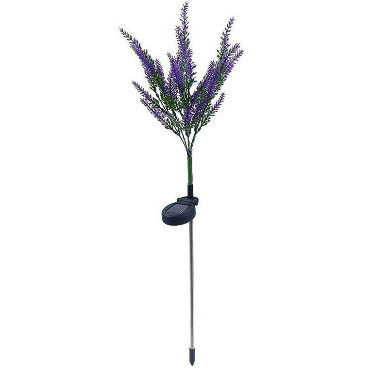 Solar-Powered Simulated Lavender Blossom Garden Stake Lights With Stake-Mounted Control Kalsten