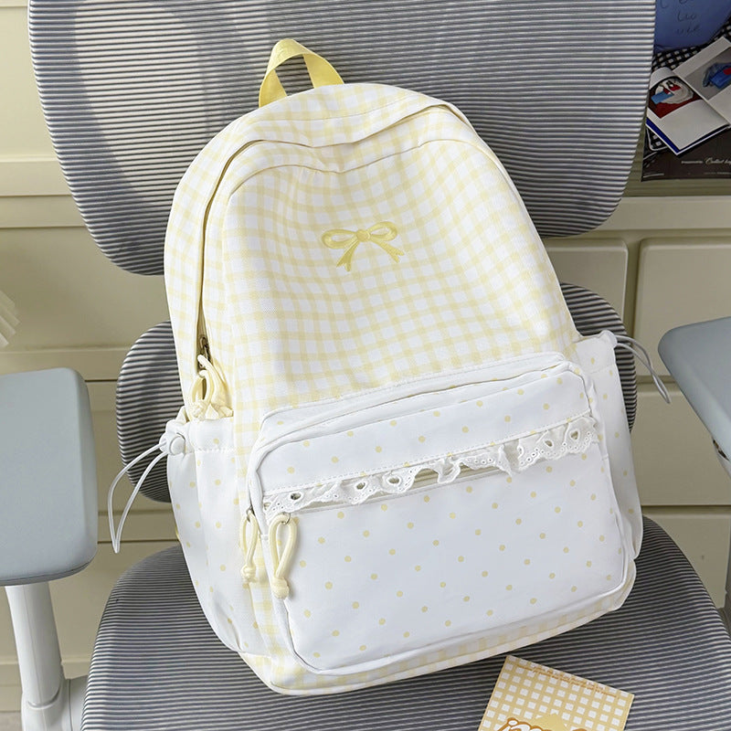 Playful Gingham Print School Backpack Kalsten