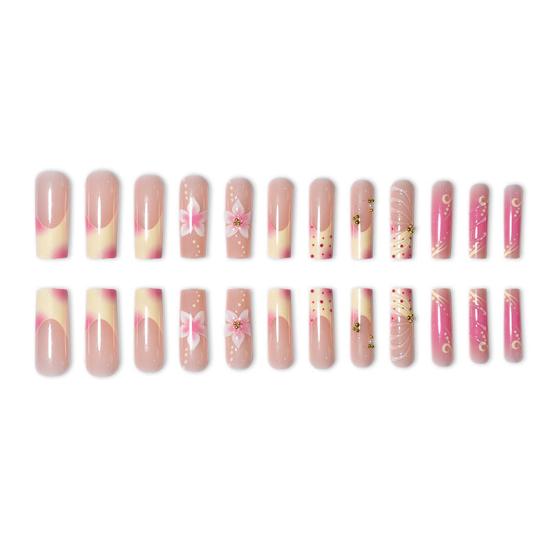 Artistic Floral and Polka Dot Press-On Nail Set Kalsten