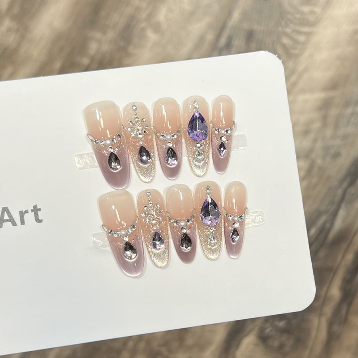 Glamorous Stiletto Nail Art with Rhinestones Kalsten