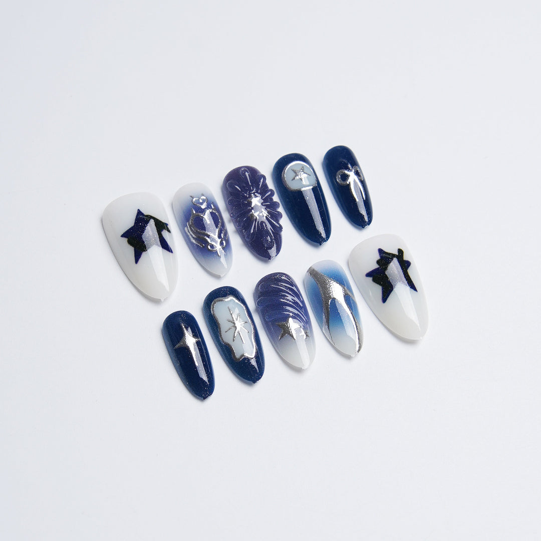 Acrylic nail set with stylish designs Kalsten