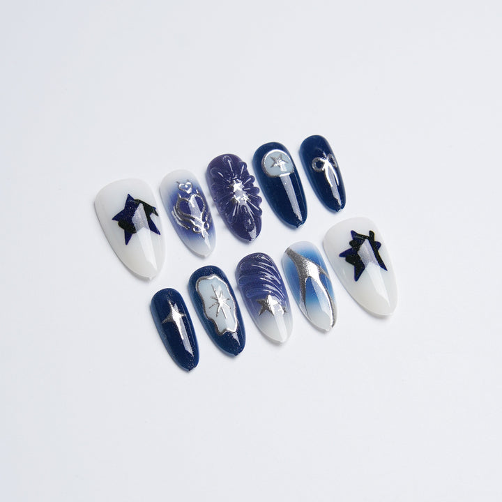 Acrylic nail set with stylish designs Kalsten