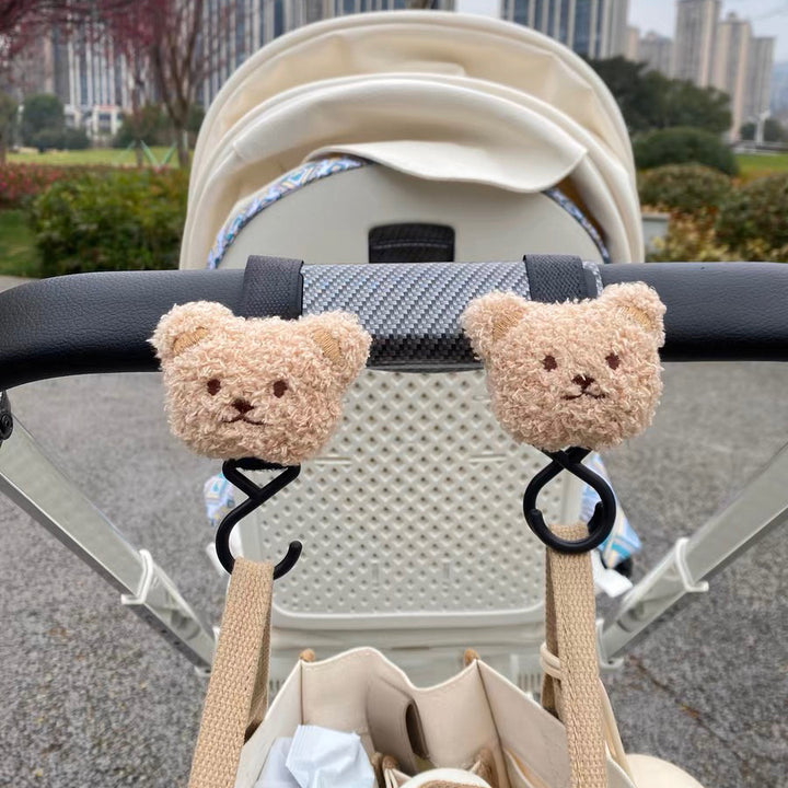 Plush Bear Stroller Hook and Clip Keychain Accessory