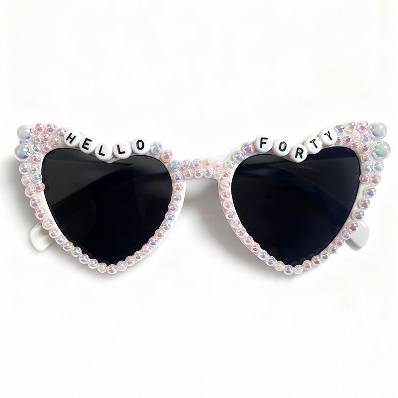 Pearl-Embellished Cat-Eye Sunglasses Kalsten