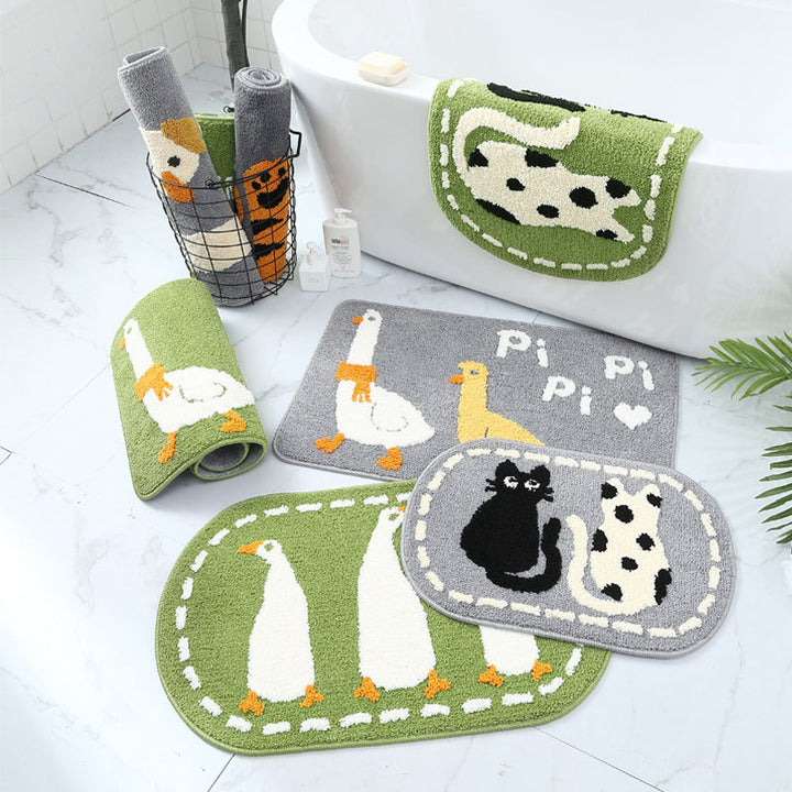 Fun Cartoon Crocodile Bath Mat for Bathroom