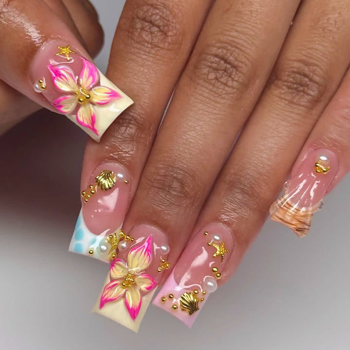 Luxury Floral Acrylic Nail Art Extensions Kalsten