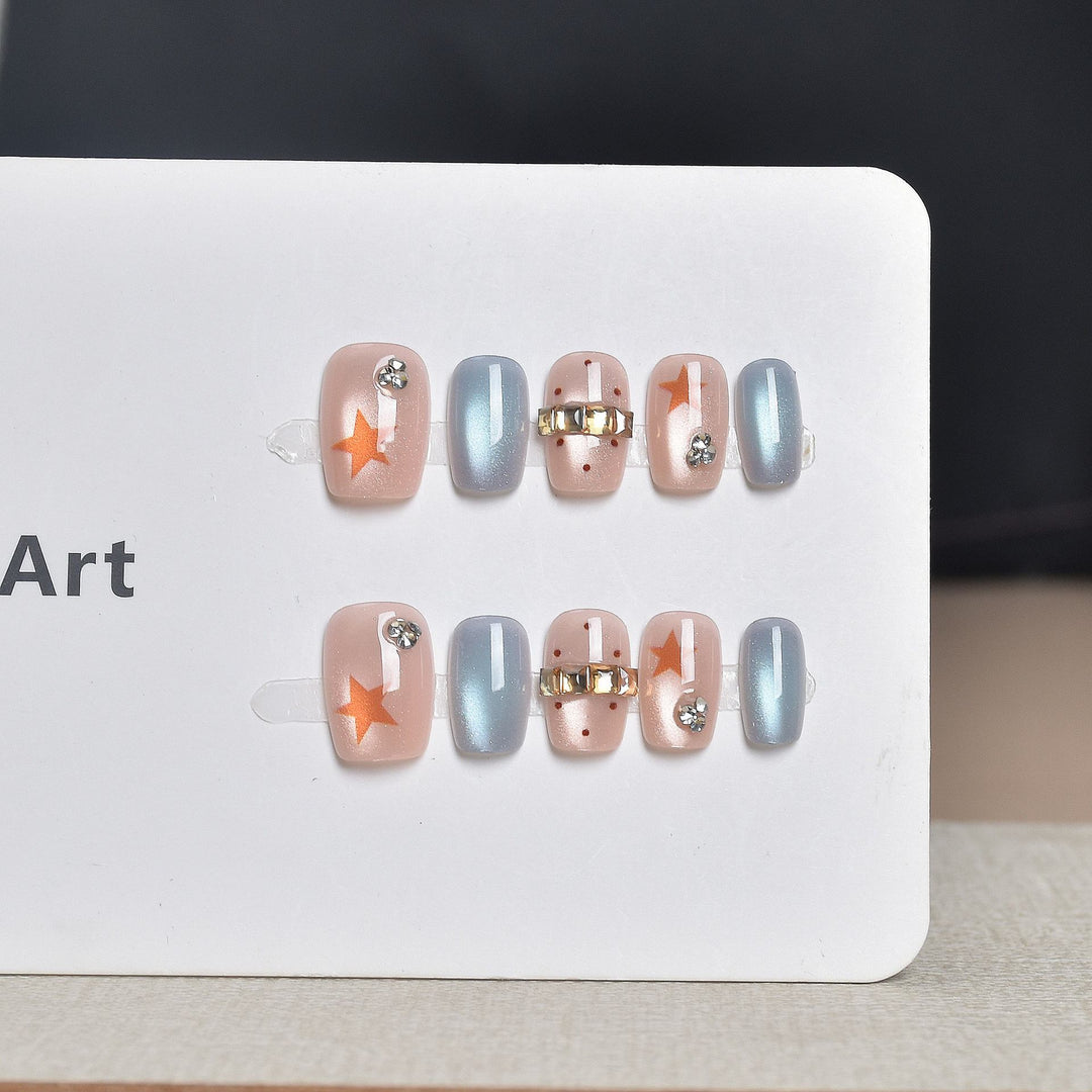 Decorative Press-On Nail Art Set with Rhinestone Accents Kalsten
