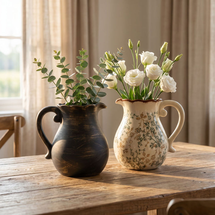 Elegant ceramic jug with floral patterns Kalsten