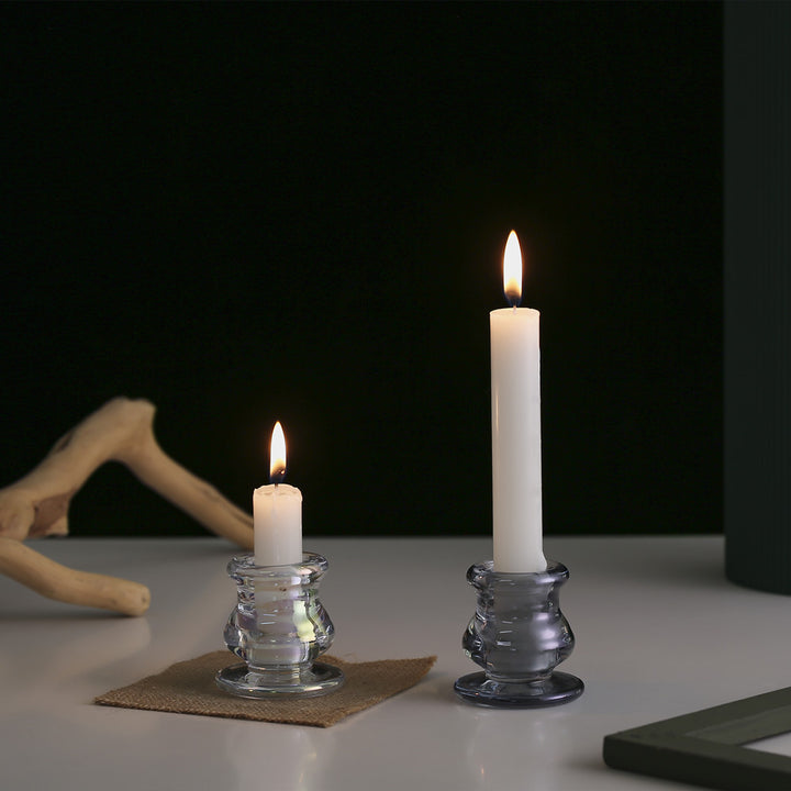 Glass Taper Candle Holder with Curved Weighted Base Kalsten