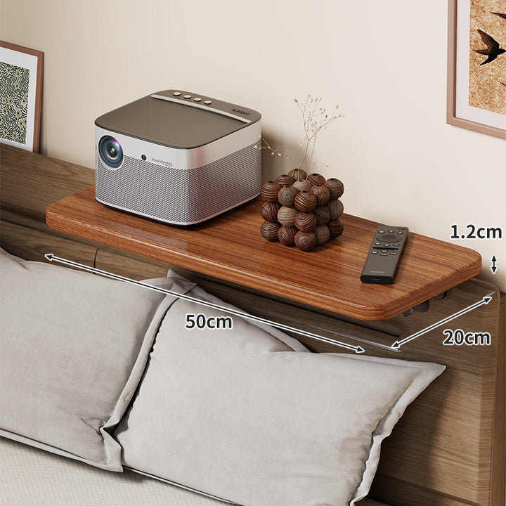 Headboard-Mounted Floating Bedside Shelf for Projectors and Devices