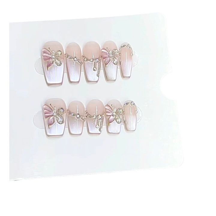 Rhinestone-Decorated Press-On Nail Set Kalsten