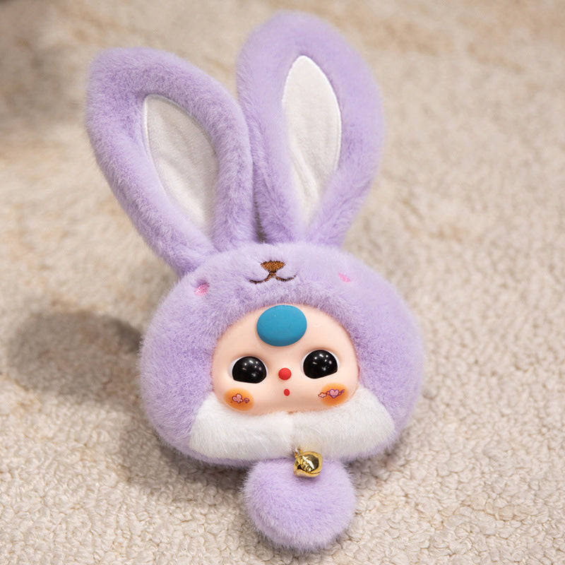 Bunny Plush Bag Charm with Bell and Collectible Resin Face Kalsten