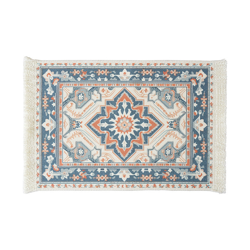 Short-pile decorative bathroom and runner carpet in oriental medallion style with fringes Kalsten