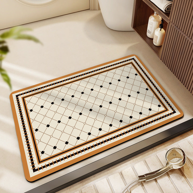 Vintage Floral Pattern Bath Mat Kalsten