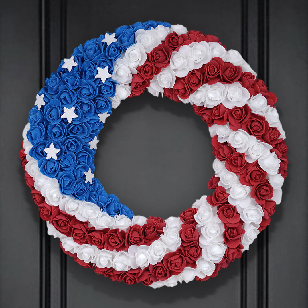 Unisex nan patriotic foam rose wreath with star accents Kalsten