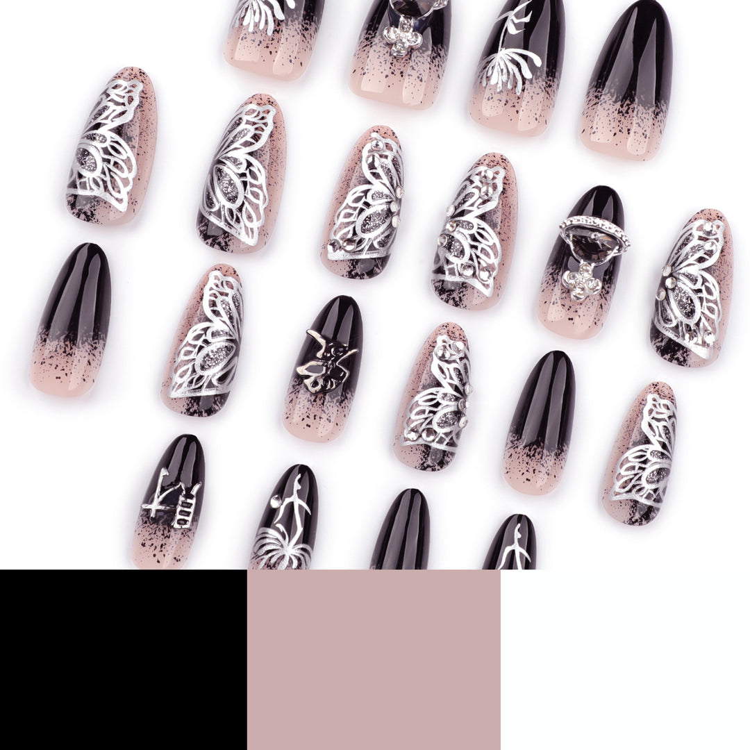 Artful stiletto nails with delicate embellishments and glamour accents Kalsten