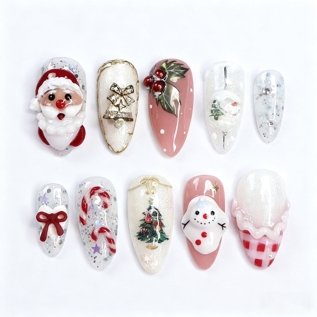 Festive artificial nails with Christmas designs Kalsten