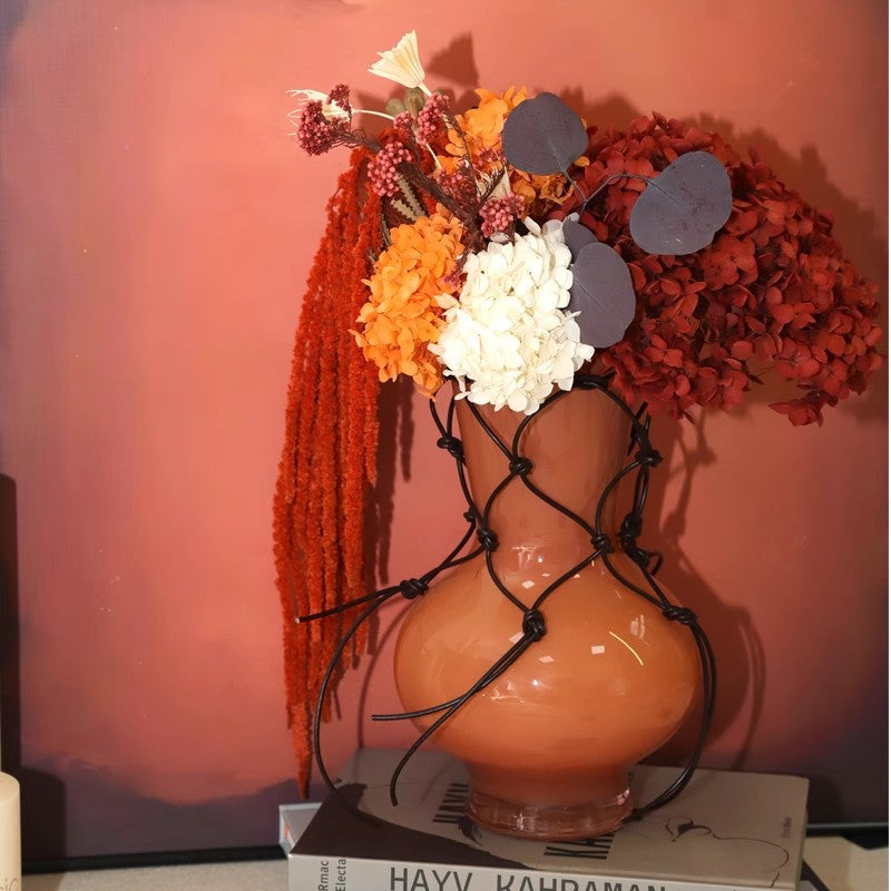 Decorative Button-Reinforced Glass Vase