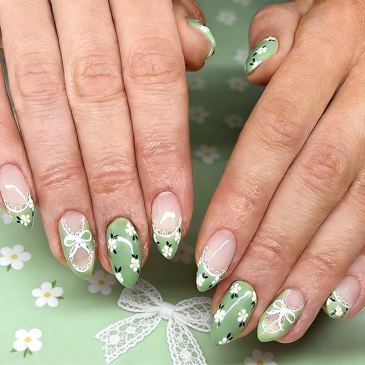 Floral Lace-Design Press-On Nails Kalsten