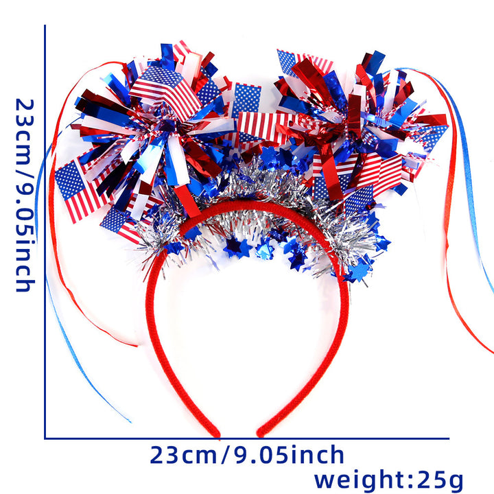 Unisex nan patriotic party headband with star pom poms and flag pendants Kalsten