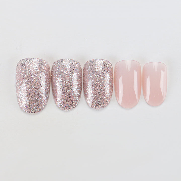 Elegant Glittery Almond Shaped Press-On Nails Kalsten