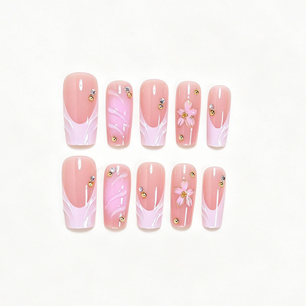 Elegant Floral Nail Art Press-On Set Kalsten
