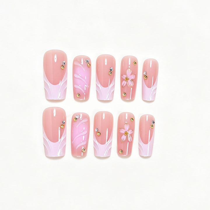 Elegant Floral Nail Art Press-On Set Kalsten