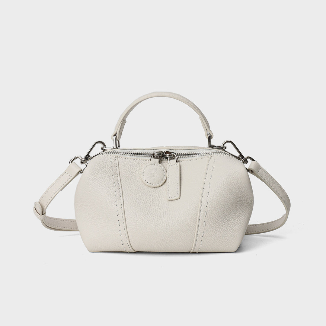 Pebbled Dome Satchel with Detachable Crossbody Strap