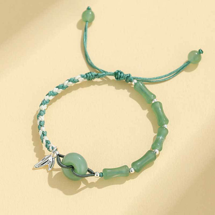Adjustable Gemstone and Leaf Charm Bracelet Kalsten