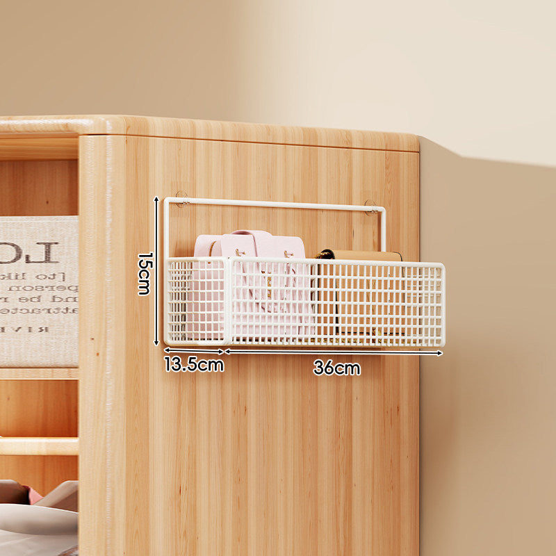 Over-the-Door Metal Grid Hanging Organizer with Four Stackable Baskets and Hooks