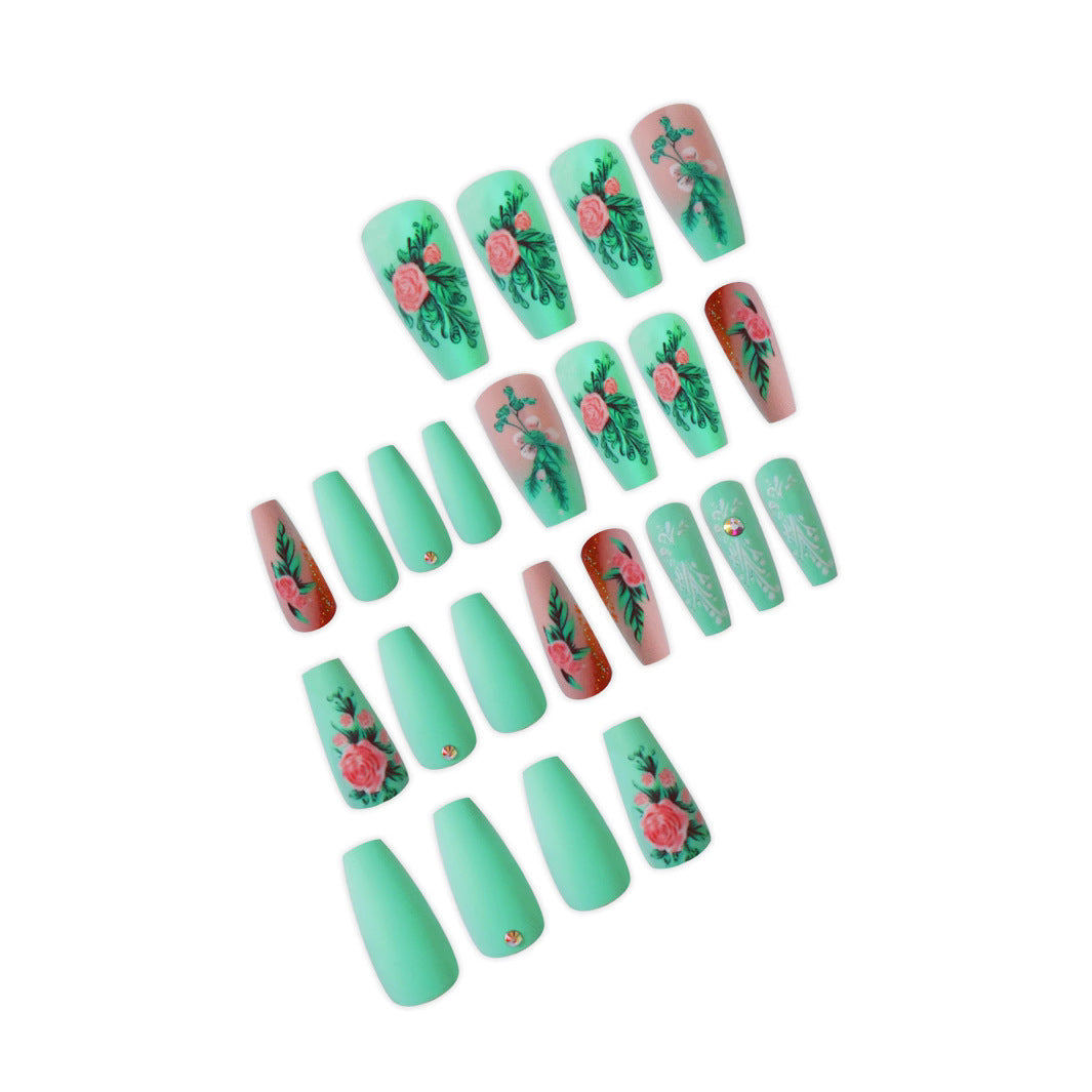 Floral Embellished Press-On Nail Set Kalsten