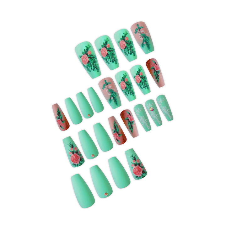 Floral Embellished Press-On Nail Set Kalsten