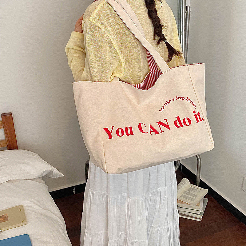 Striped Canvas Tote Bag