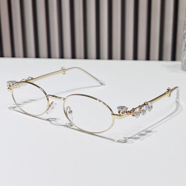 Fashion-Forward Oval Sunglasses with Crystal Accents Kalsten