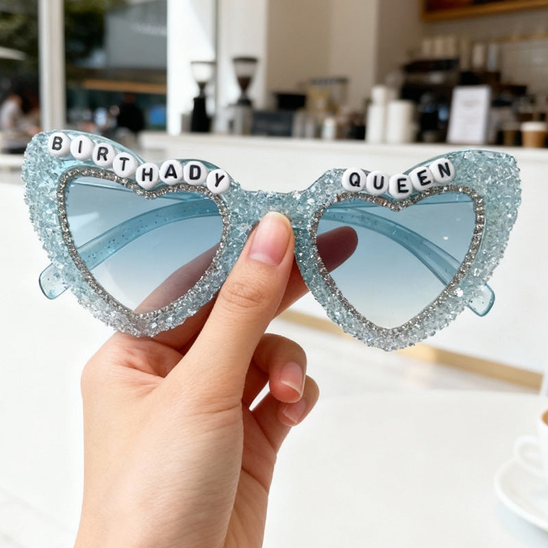 Rhinestone-Embellished Heart Sunglasses Kalsten