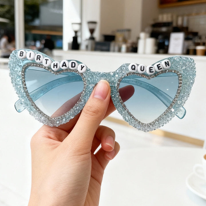 Rhinestone-Embellished Heart Sunglasses Kalsten