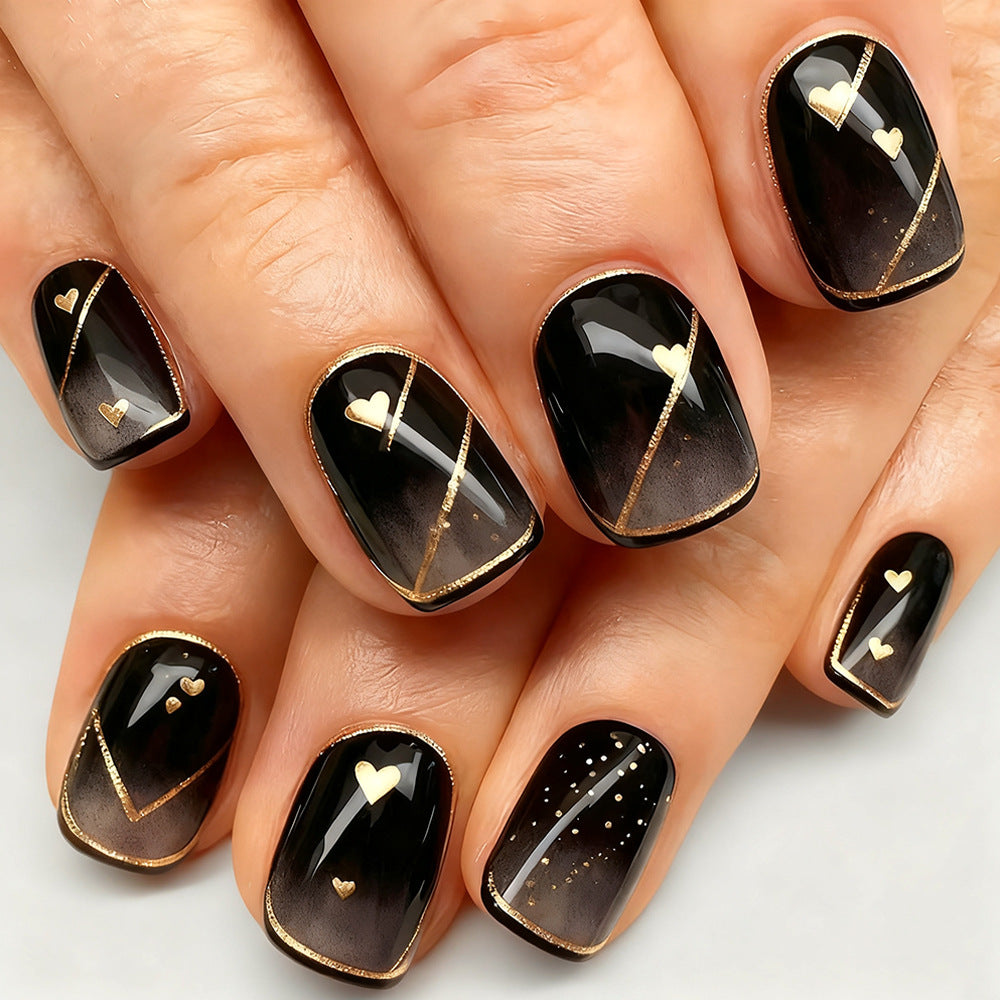 Elegant Heart-Embellished Press-On Nails Kalsten