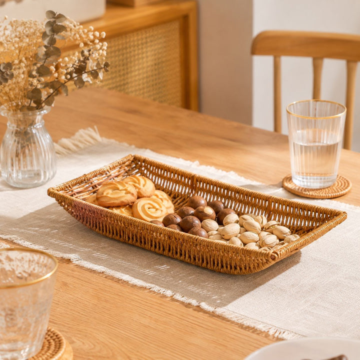 Natural Woven Rectangular Serving Tray Kalsten