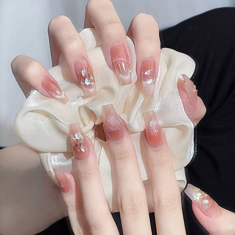 Artificial nail set with elegant glitter and flower decorations Kalsten