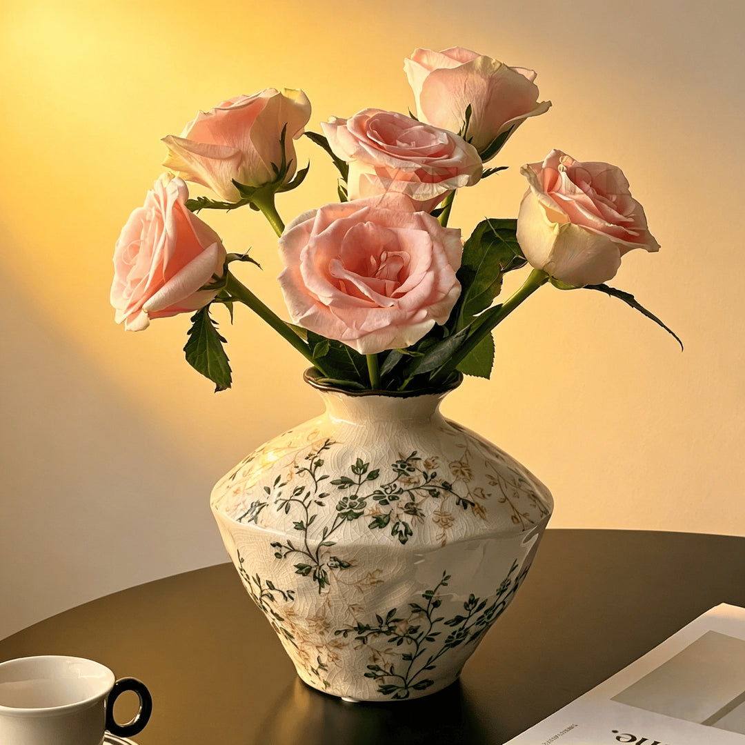 Floral Motif Decorative Ceramic Vase