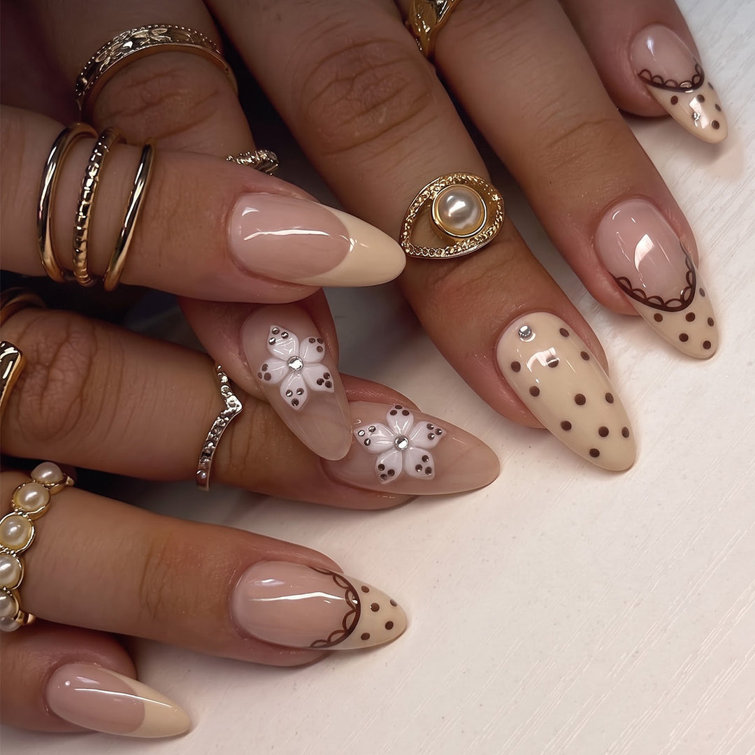 Elegant Floral Stiletto Press-On Nails