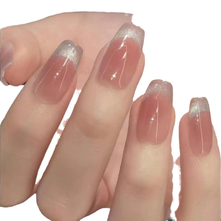 Sparkling French Tip Press-On Nails