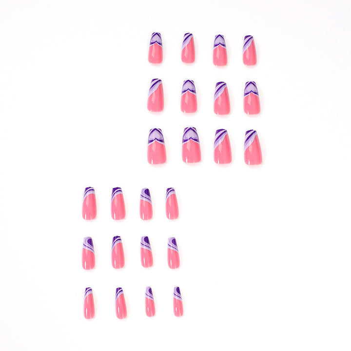 Artistic acrylic nails with creative heart and wave patterns Kalsten