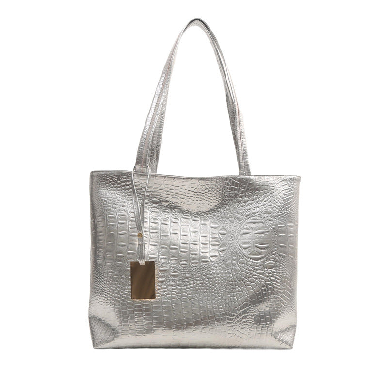 Elegant Crocodile-Pattern Tote Bag