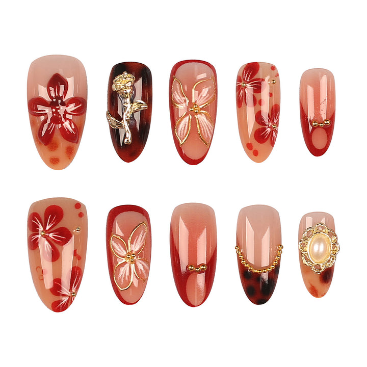 Artistic Floral Design Press-On Nails
