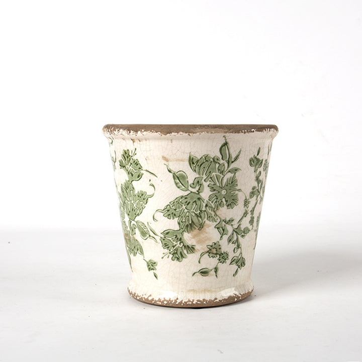 Decorative ceramic flower pot with floral design Kalsten