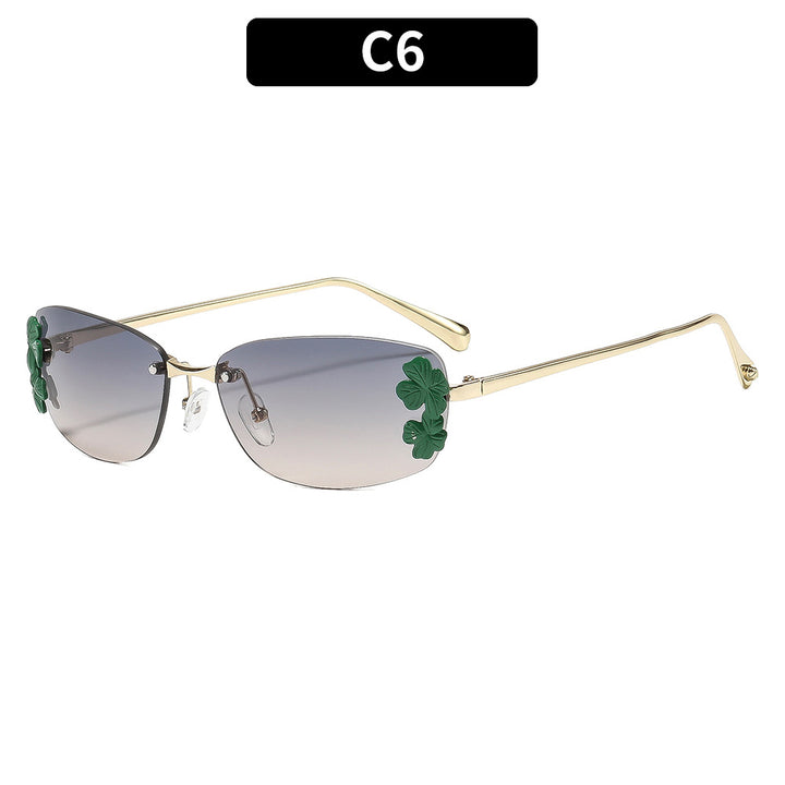 Floral Accent Rectangular Sunglasses