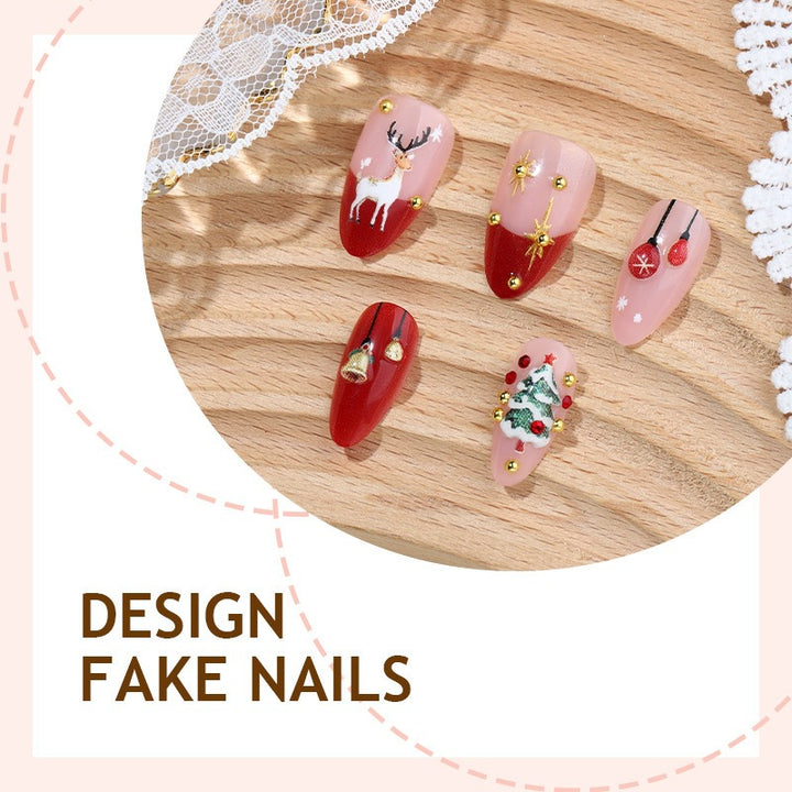 Artificial nail set with festive designs and glitter elements Kalsten